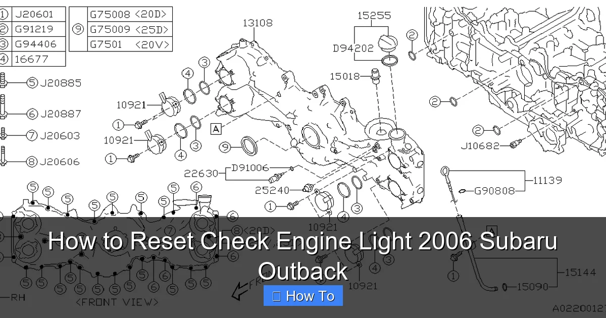 How to Reset Check Engine Light 2006 Subaru Outback
