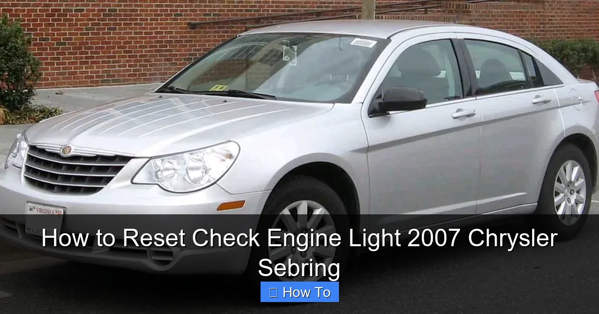 How to Reset Check Engine Light 2007 Chrysler Sebring