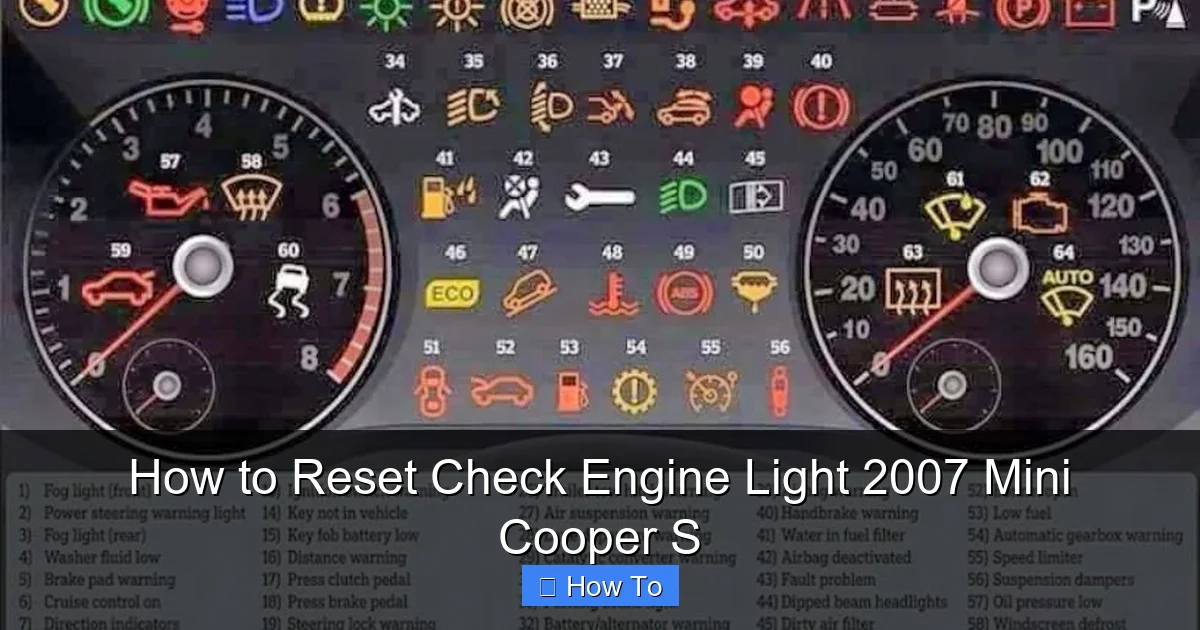 How to Reset Check Engine Light 2007 Mini Cooper S