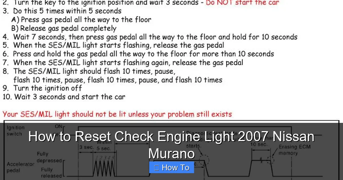 How to Reset Check Engine Light 2007 Nissan Murano