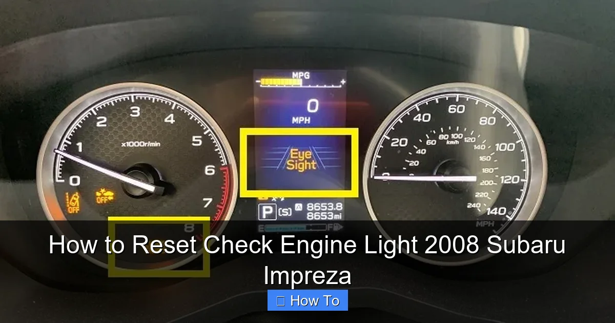 How to Reset Check Engine Light 2008 Subaru Impreza