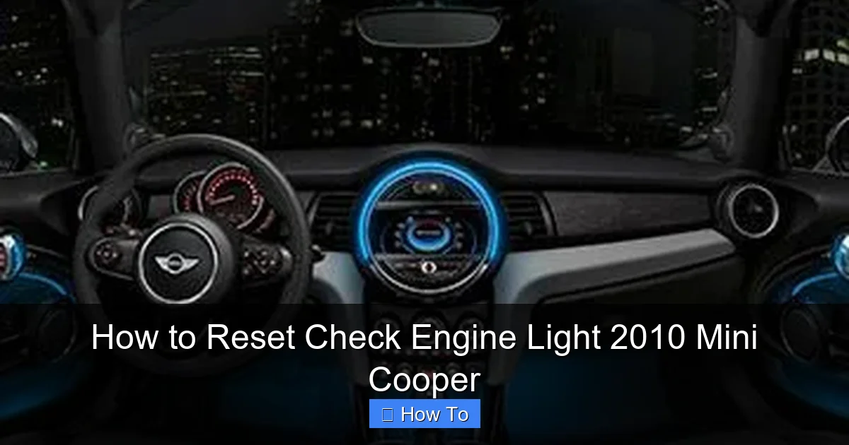 How to Reset Check Engine Light 2010 Mini Cooper