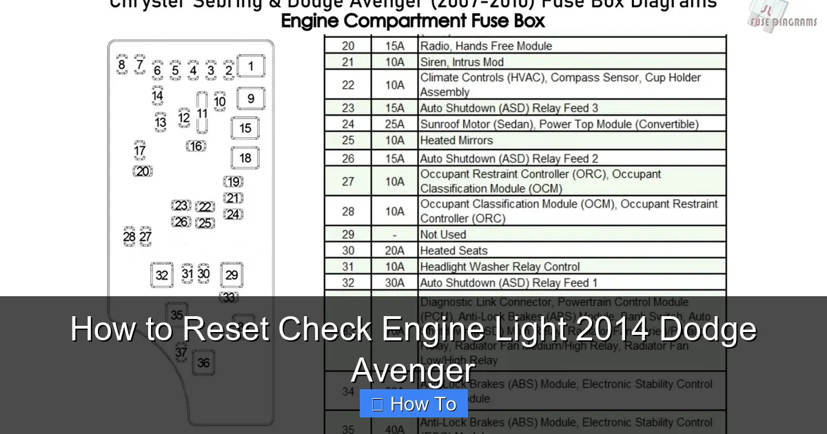 How to Reset Check Engine Light 2014 Dodge Avenger