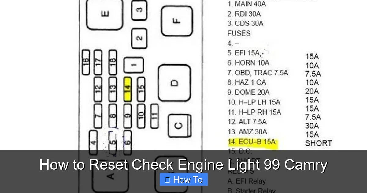 How to Reset Check Engine Light 99 Camry