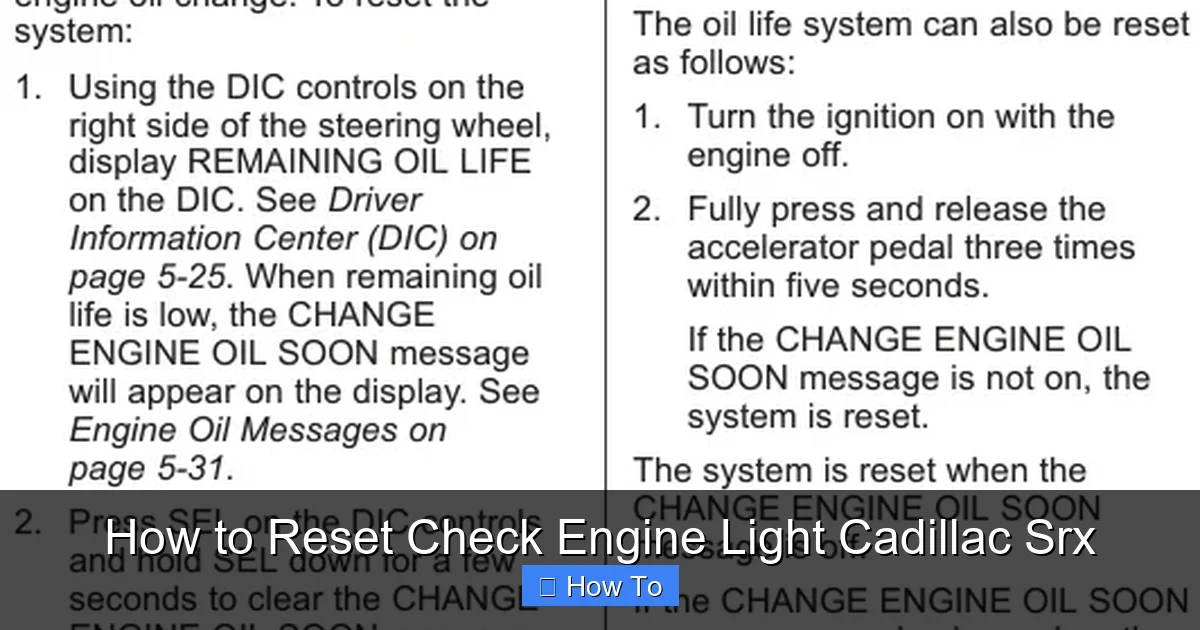 How to Reset Check Engine Light Cadillac Srx