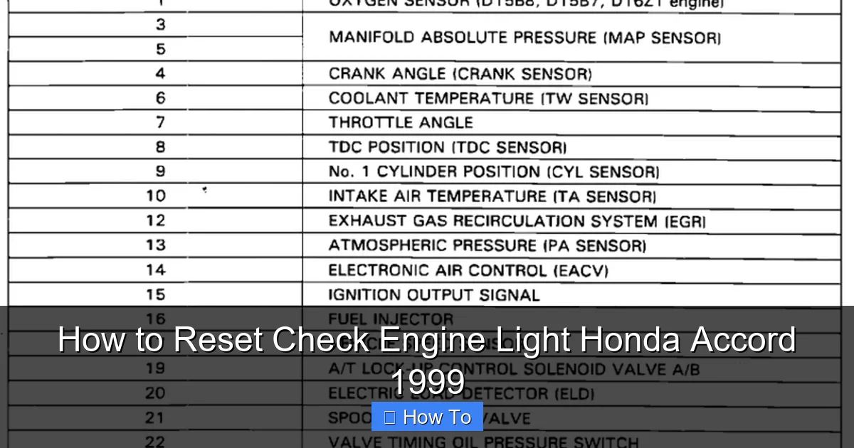 How to Reset Check Engine Light Honda Accord 1999