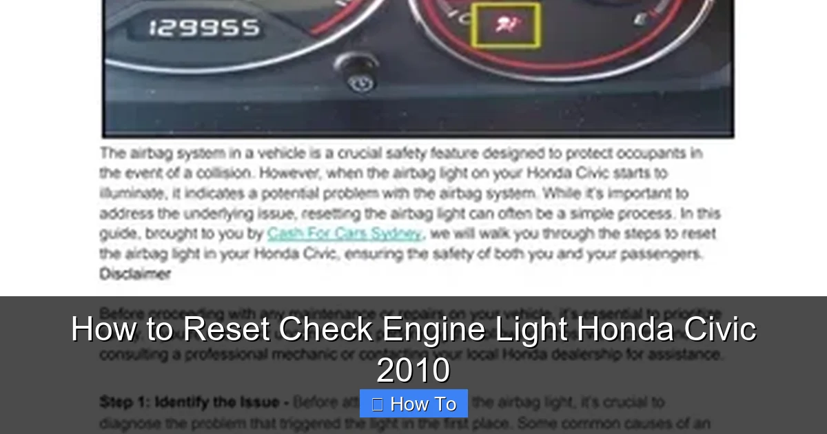 How to Reset Check Engine Light Honda Civic 2010