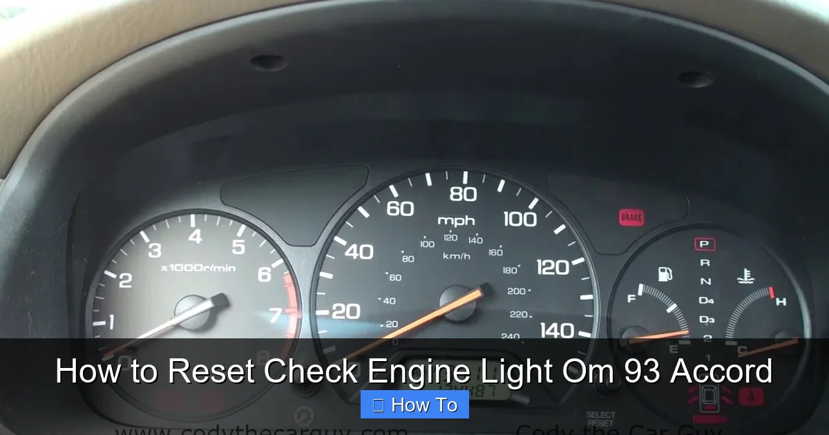 How to Reset Check Engine Light Om 93 Accord