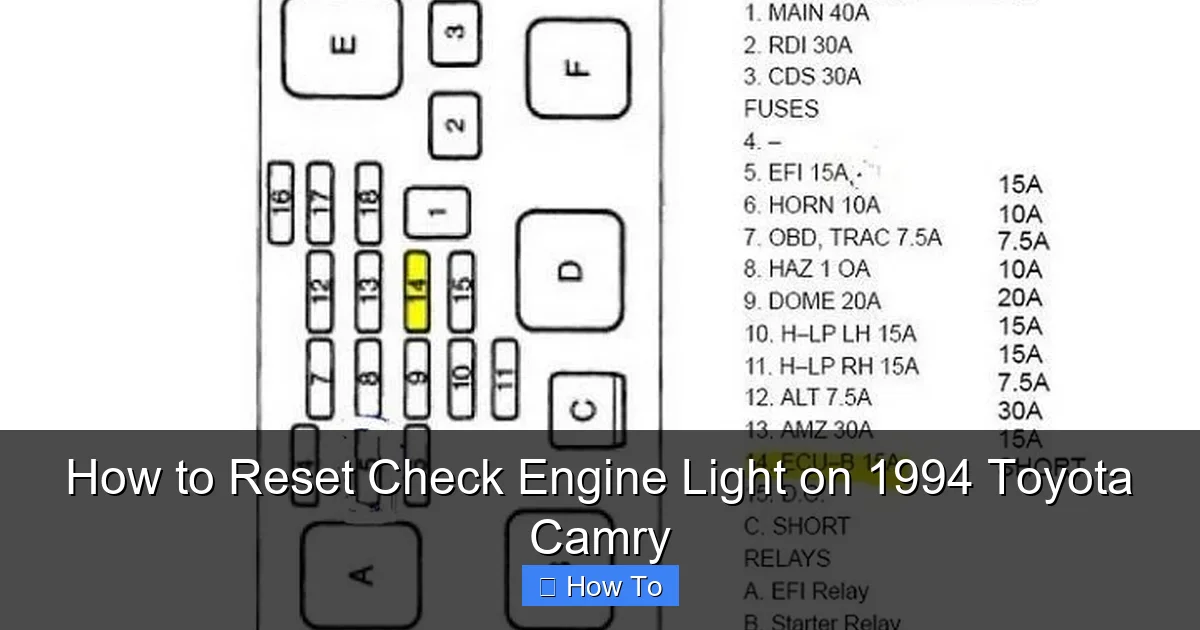 How to Reset Check Engine Light on 1994 Toyota Camry