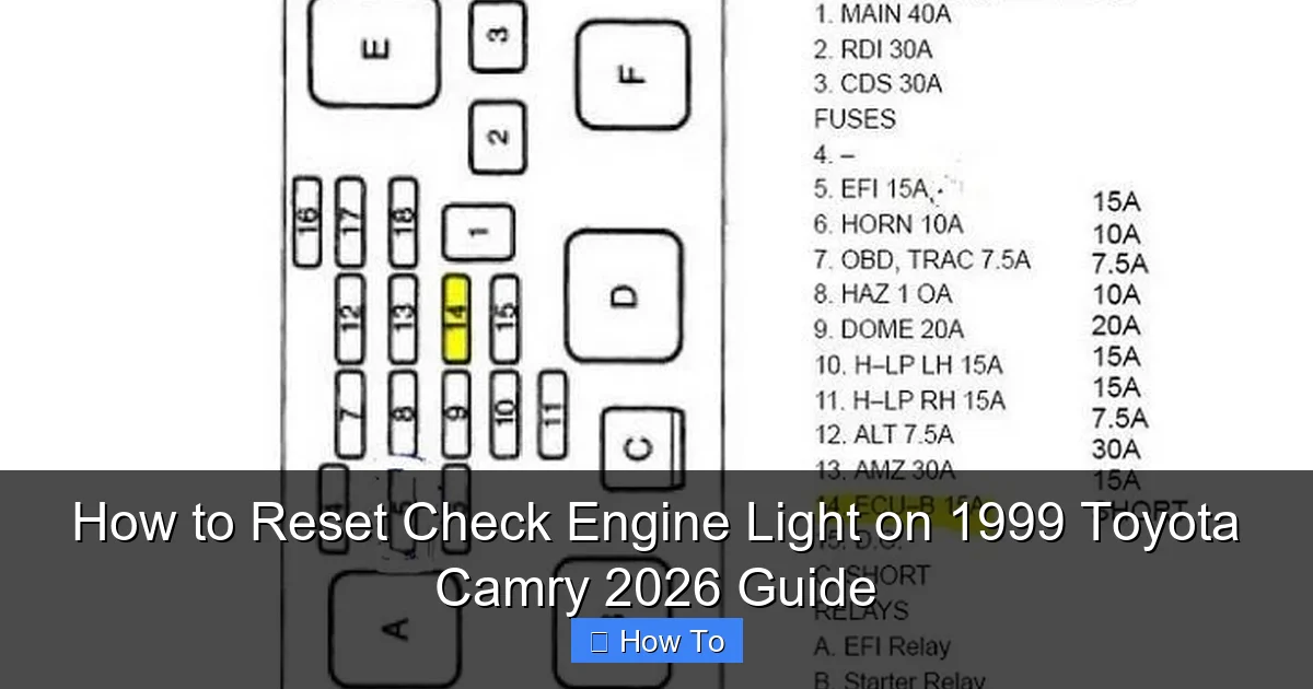 How to Reset Check Engine Light on 1999 Toyota Camry 2026 Guide