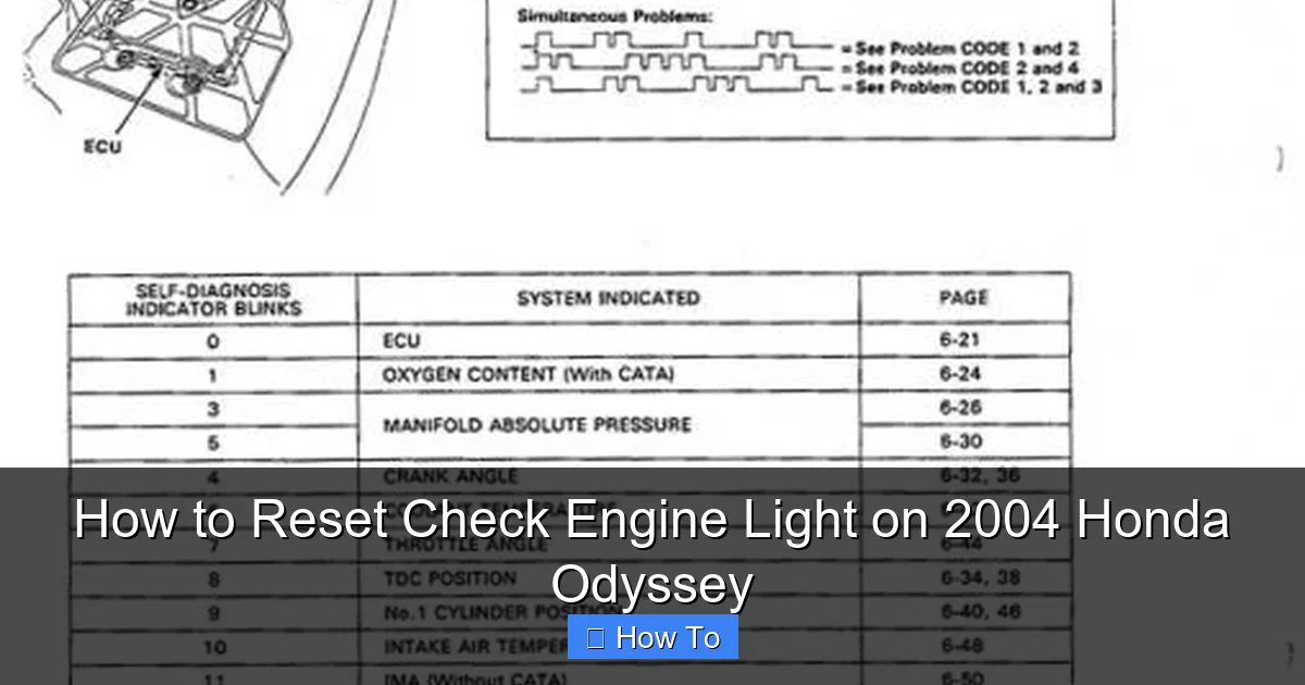 How to Reset Check Engine Light on 2004 Honda Odyssey