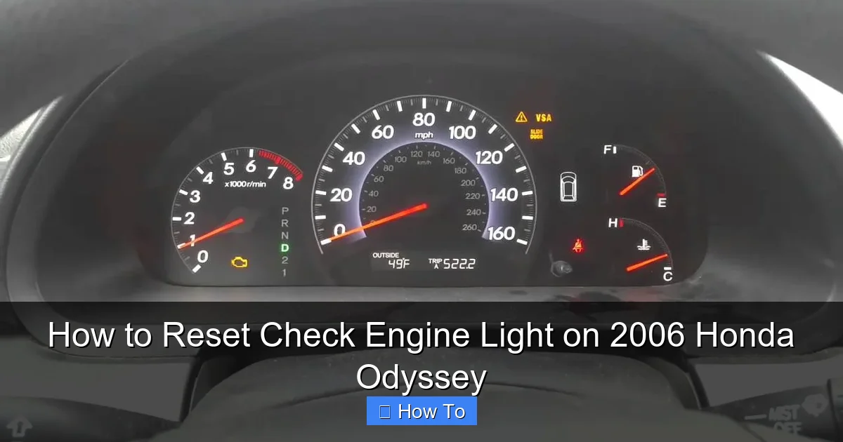 How to Reset Check Engine Light on 2006 Honda Odyssey