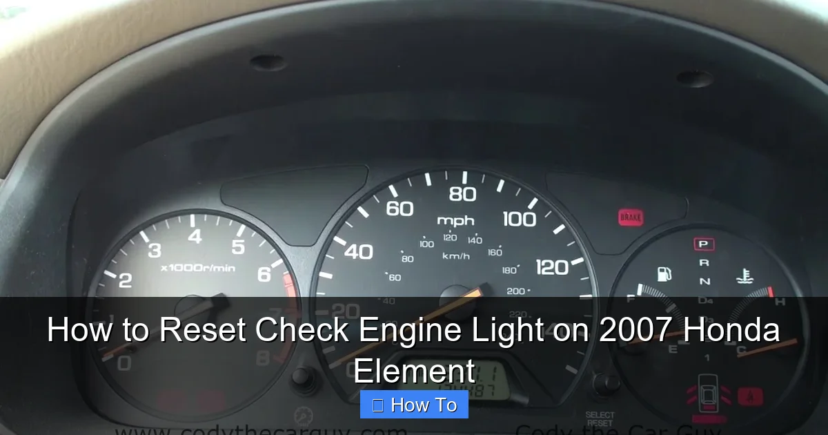 How to Reset Check Engine Light on 2007 Honda Element