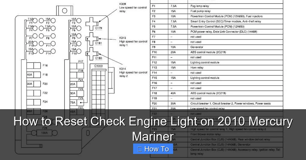 How to Reset Check Engine Light on 2010 Mercury Mariner