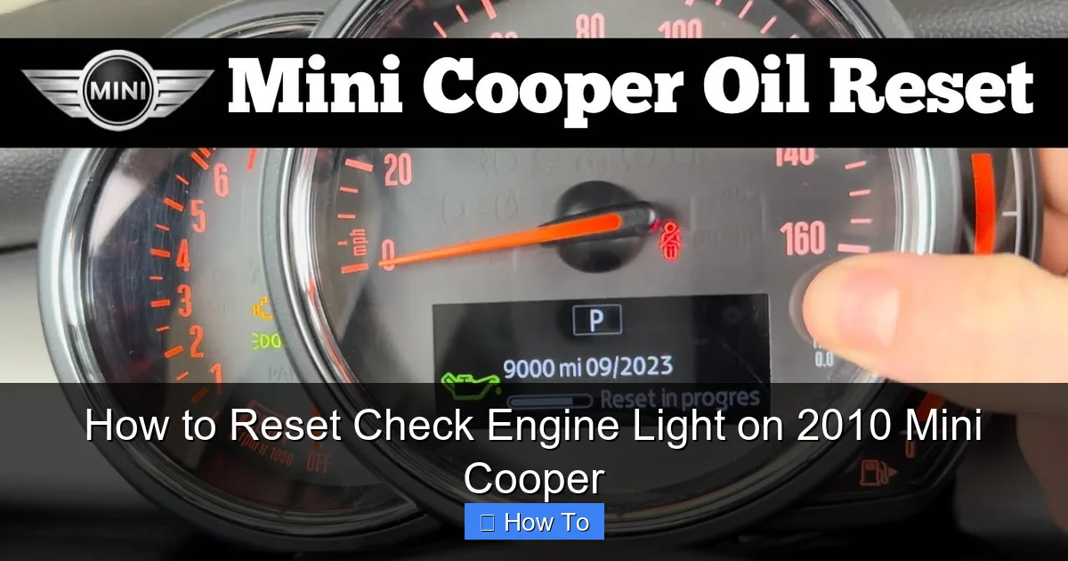 How to Reset Check Engine Light on 2010 Mini Cooper