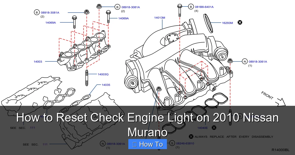 How to Reset Check Engine Light on 2010 Nissan Murano