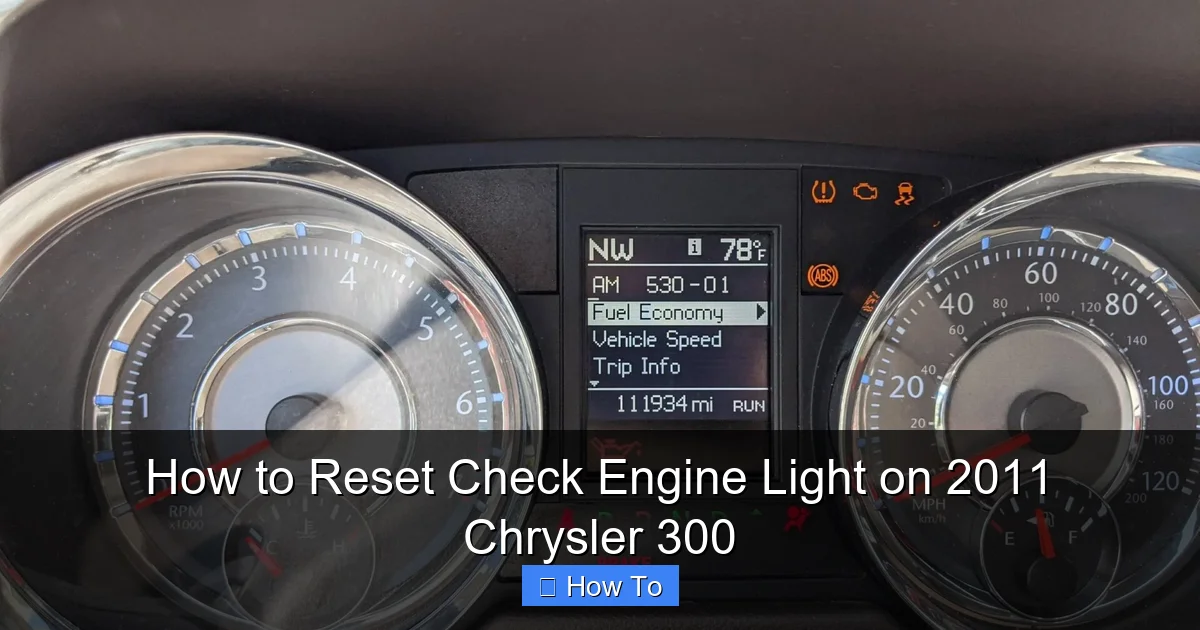 How to Reset Check Engine Light on 2011 Chrysler 300