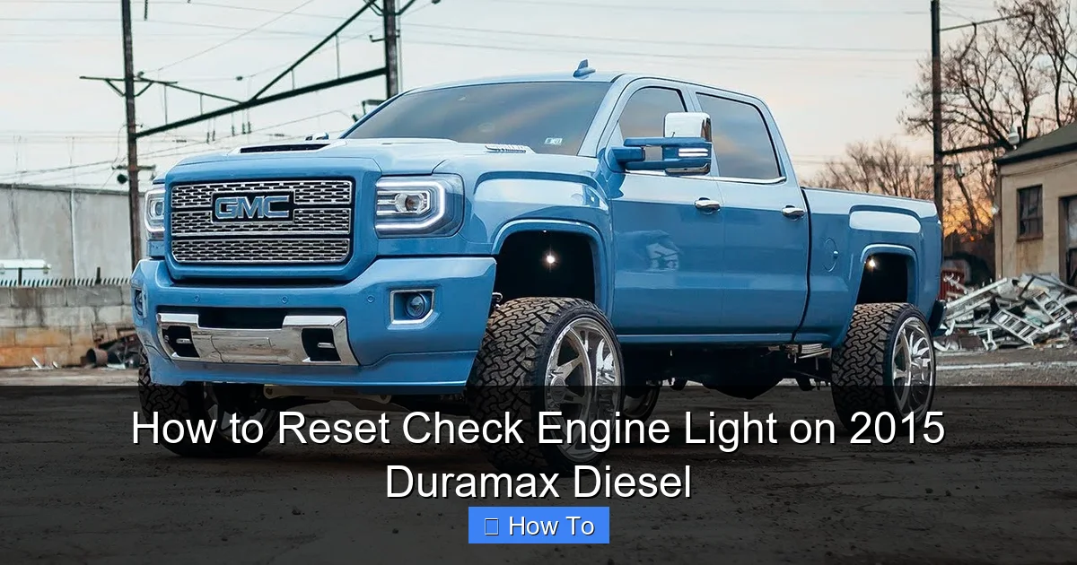 How to Reset Check Engine Light on 2015 Duramax Diesel