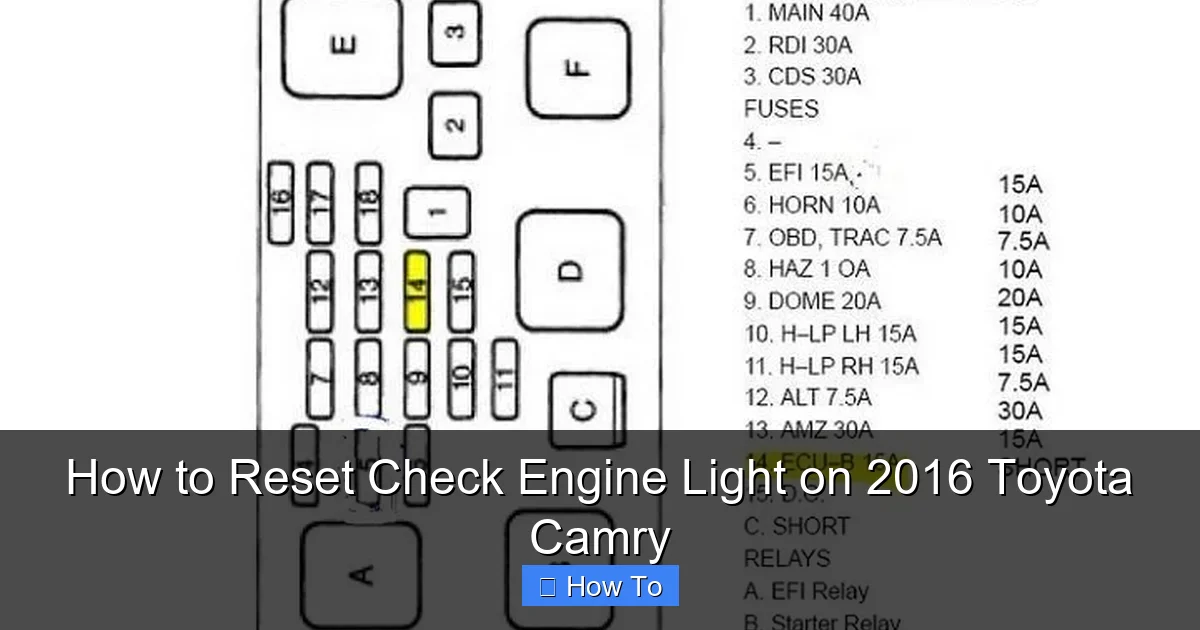 How to Reset Check Engine Light on 2016 Toyota Camry
