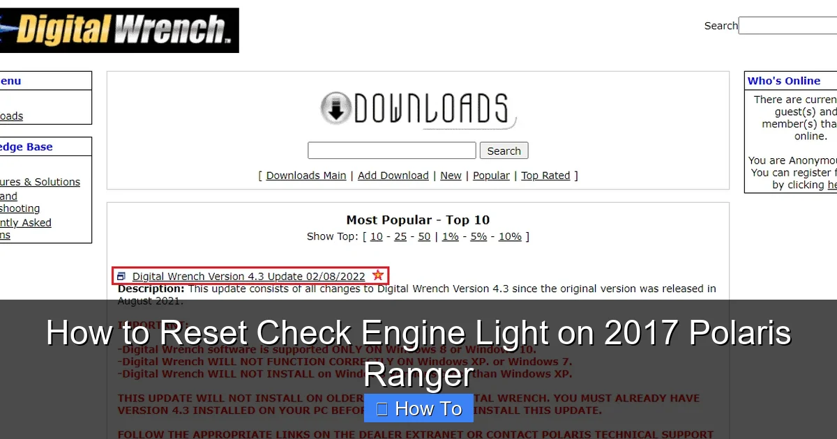 How to Reset Check Engine Light on 2017 Polaris Ranger