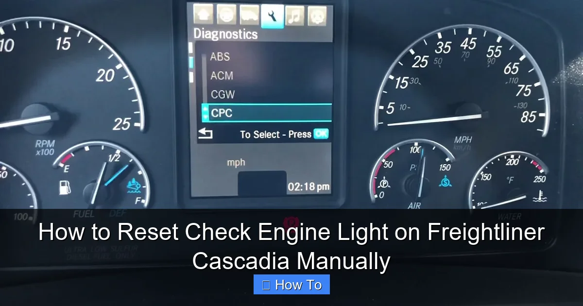 How to Reset Check Engine Light on Freightliner Cascadia Manually