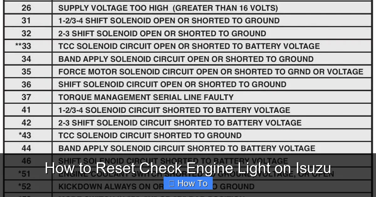 How to Reset Check Engine Light on Isuzu