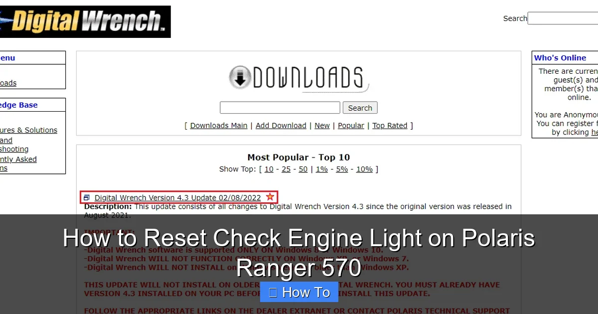 How to Reset Check Engine Light on Polaris Ranger 570