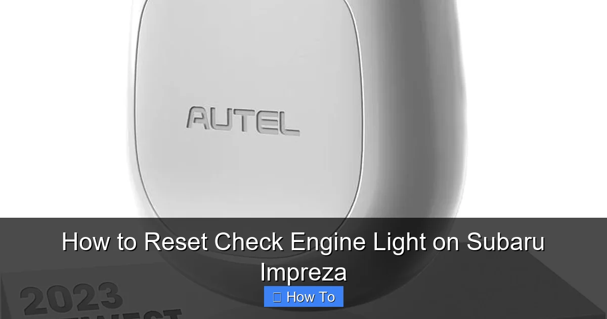 How to Reset Check Engine Light on Subaru Impreza