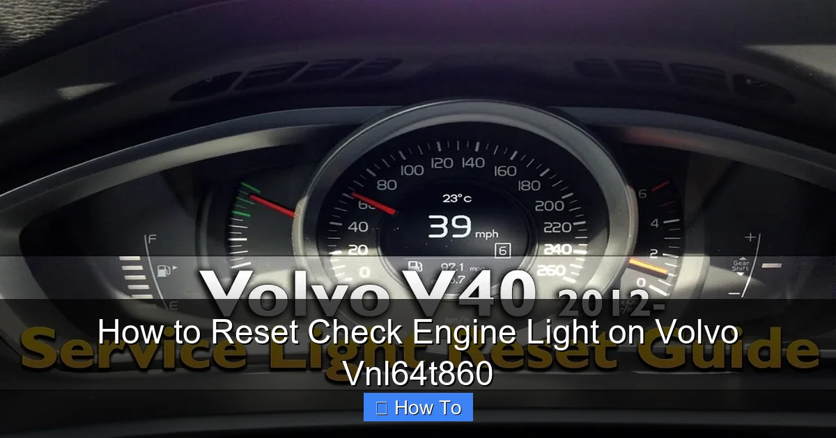 How to Reset Check Engine Light on Volvo Vnl64t860