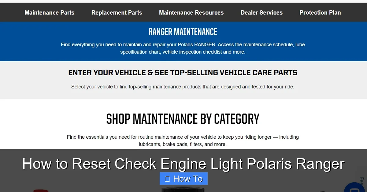 How to Reset Check Engine Light Polaris Ranger