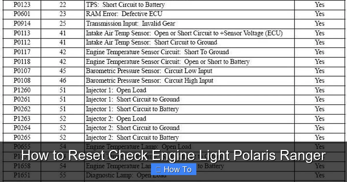 How to Reset Check Engine Light Polaris Ranger