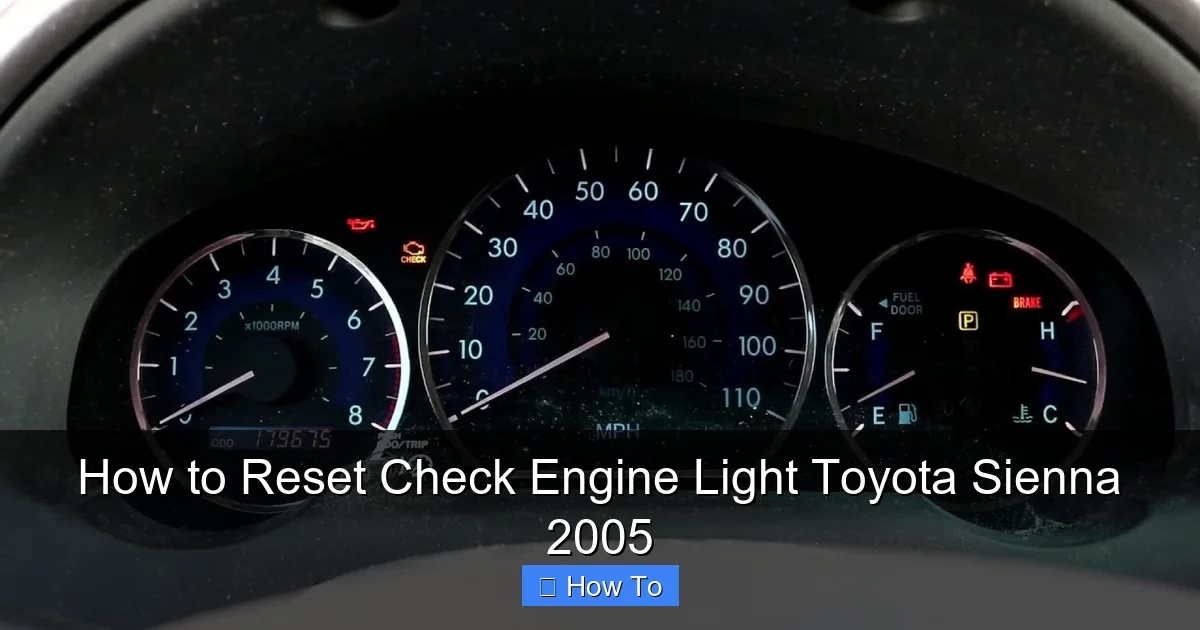 How to Reset Check Engine Light Toyota Sienna 2005