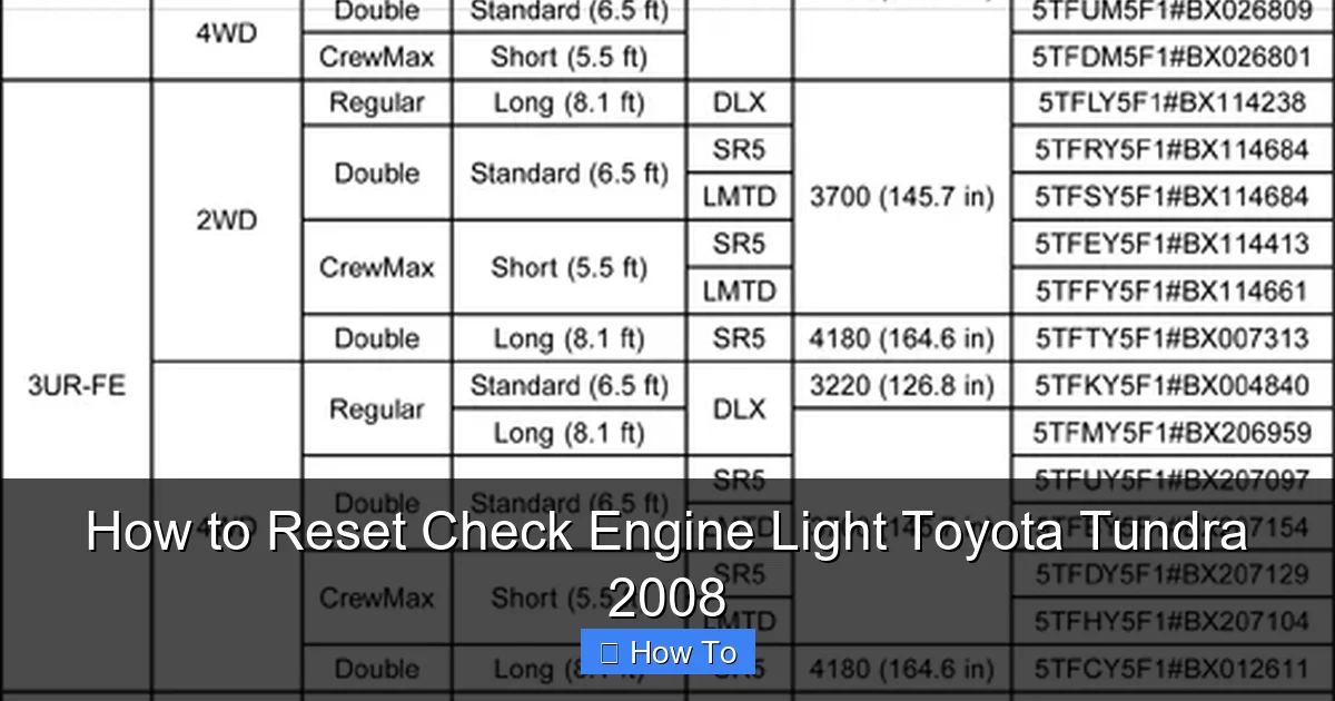 How to Reset Check Engine Light Toyota Tundra 2008