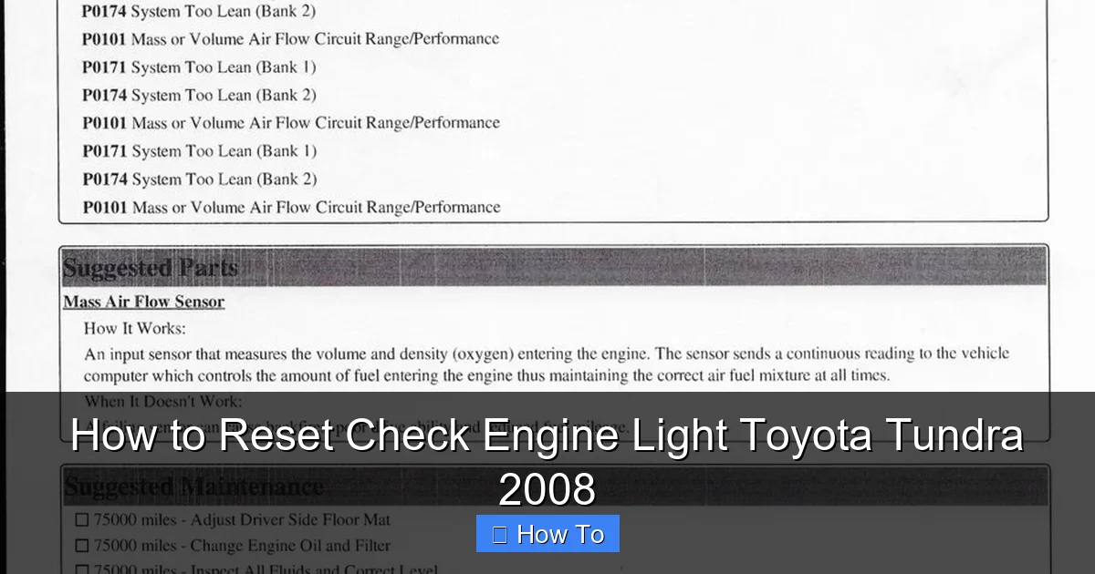 How to Reset Check Engine Light Toyota Tundra 2008