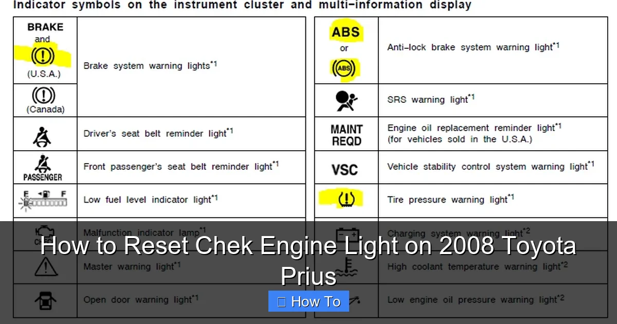 How to Reset Chek Engine Light on 2008 Toyota Prius