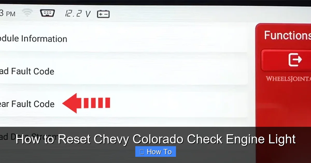 How to Reset Chevy Colorado Check Engine Light