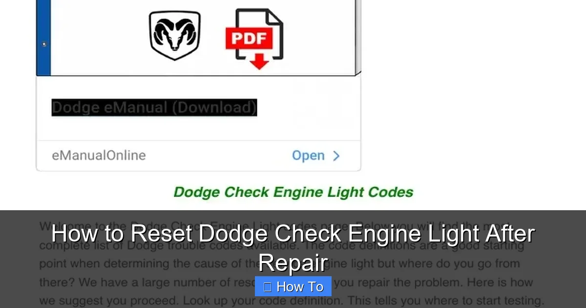 How to Reset Dodge Check Engine Light After Repair