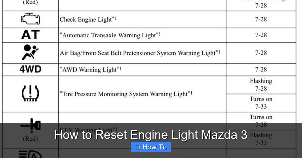How to Reset Engine Light Mazda 3