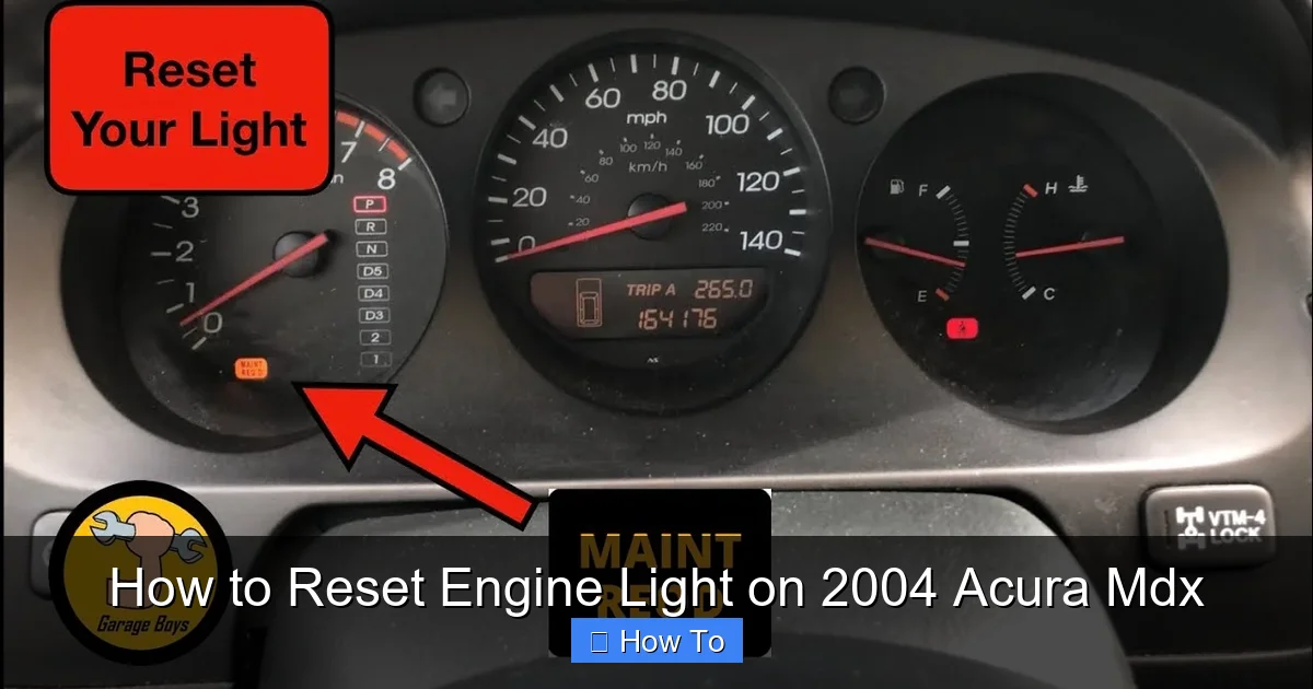 How to Reset Engine Light on 2004 Acura Mdx
