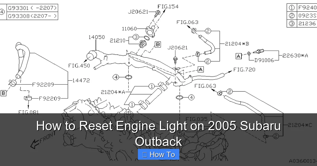 How to Reset Engine Light on 2005 Subaru Outback