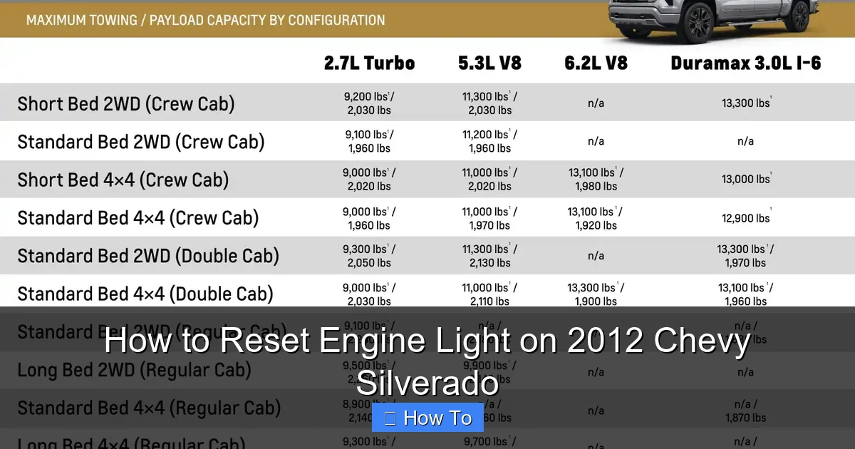 How to Reset Engine Light on 2012 Chevy Silverado