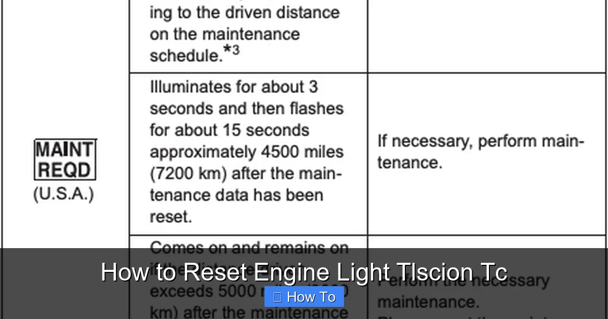 How to Reset Engine Light Tlscion Tc