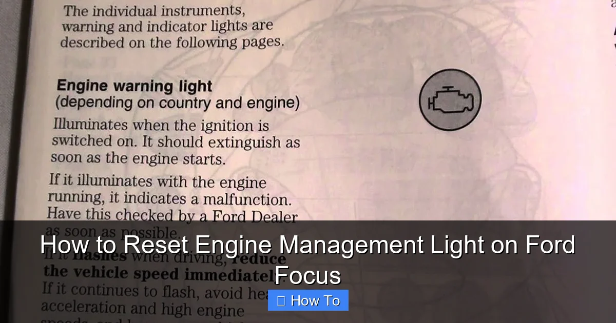 How to Reset Engine Management Light on Ford Focus