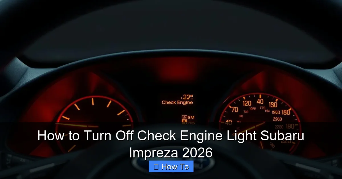 How to Turn Off Check Engine Light Subaru Impreza 2026