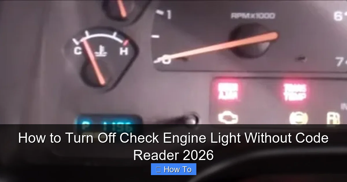 How to Turn Off Check Engine Light Without Code Reader 2026