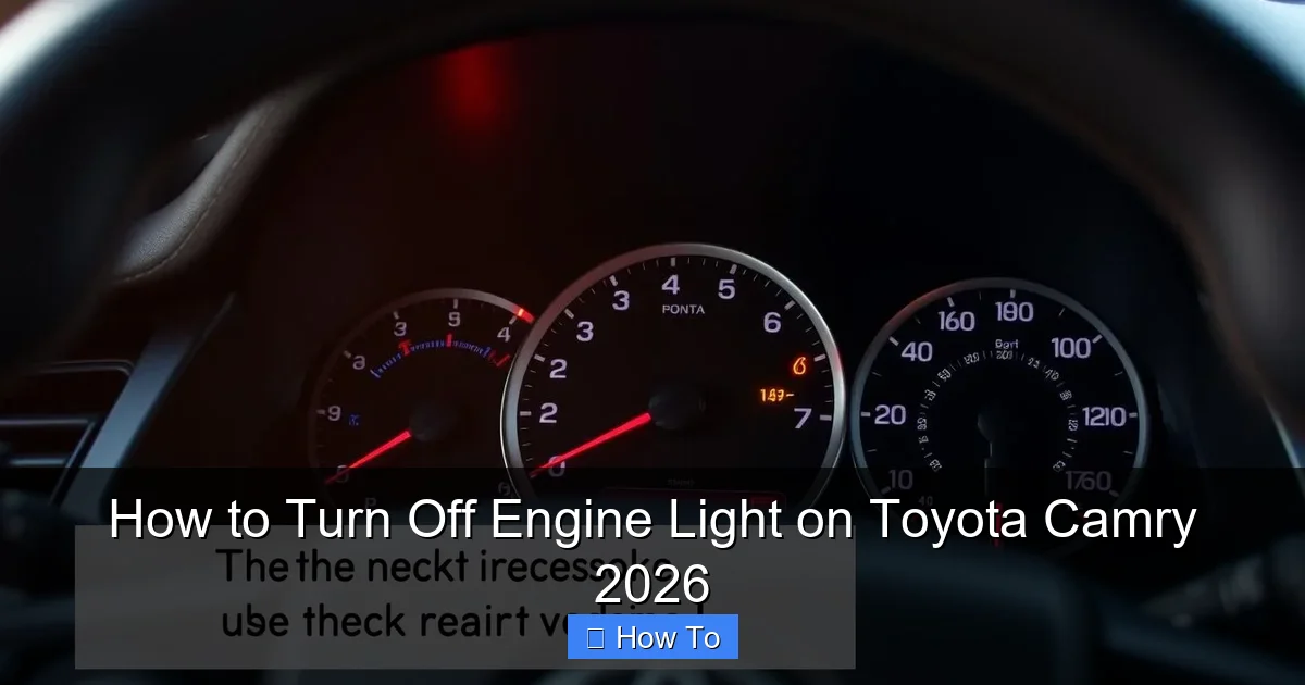 How to Turn Off Engine Light on Toyota Camry 2026