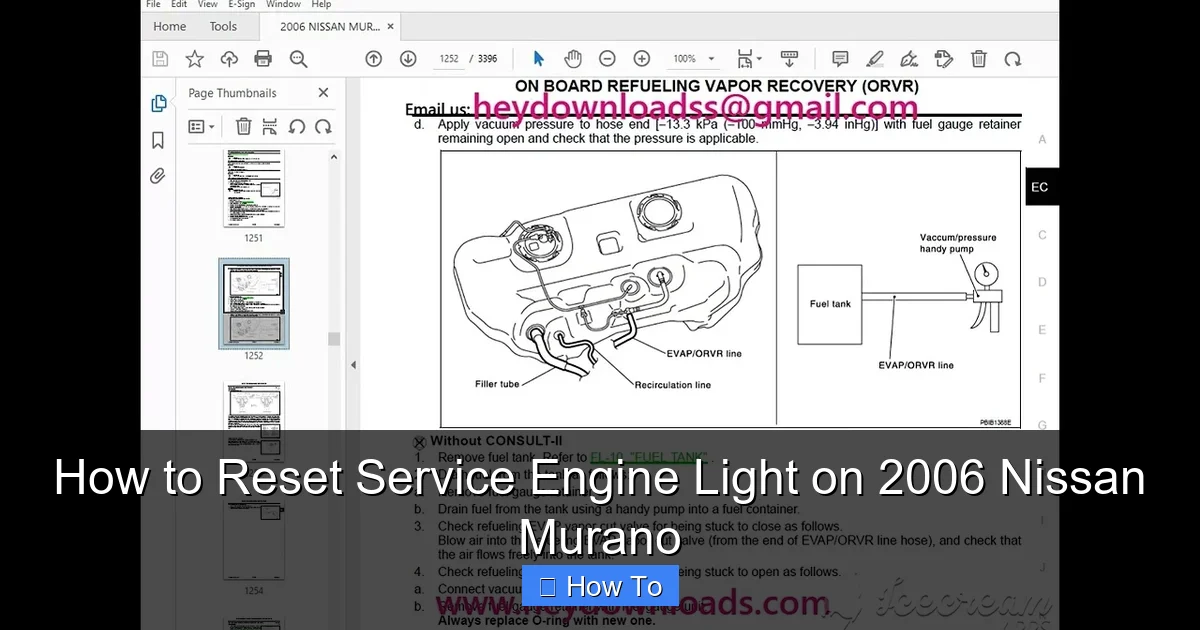 How to Reset Service Engine Light on 2006 Nissan Murano
