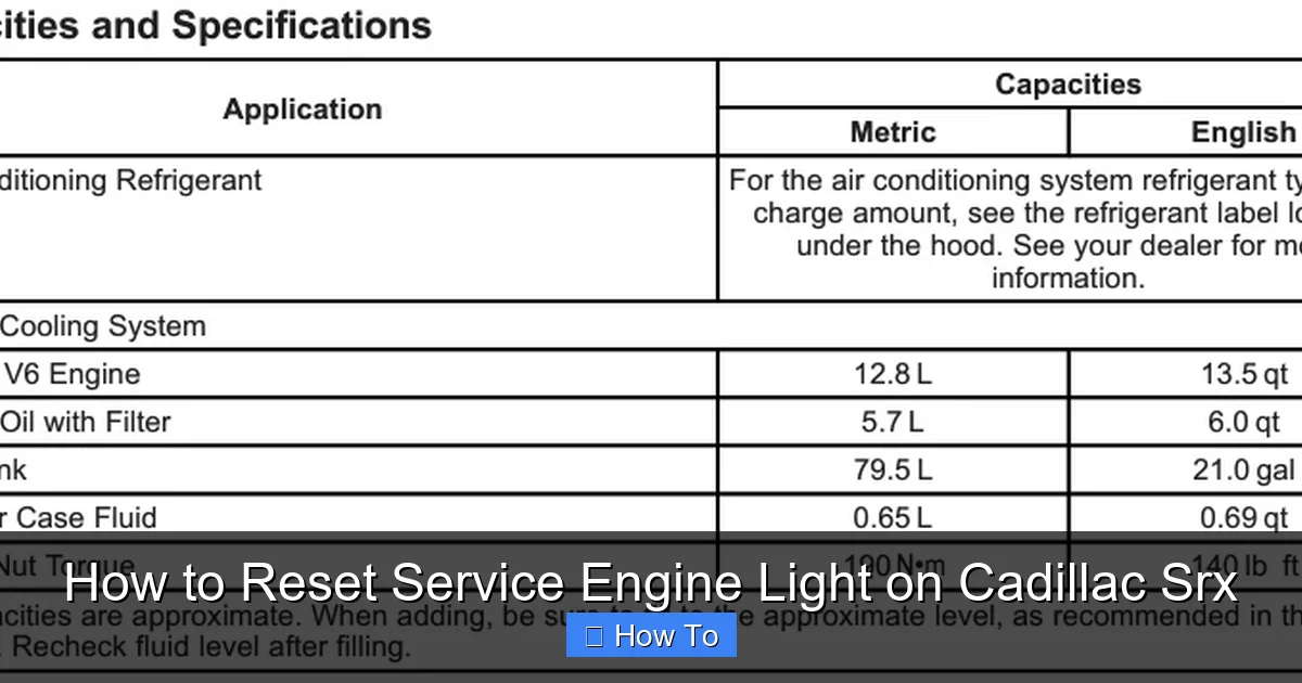 How to Reset Service Engine Light on Cadillac Srx