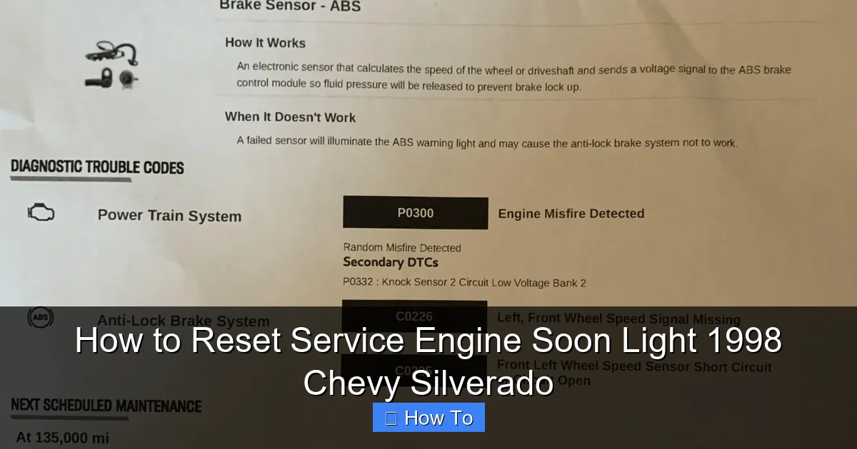 How to Reset Service Engine Soon Light 1998 Chevy Silverado