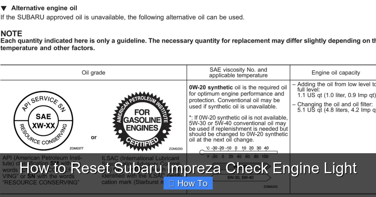 How to Reset Subaru Impreza Check Engine Light